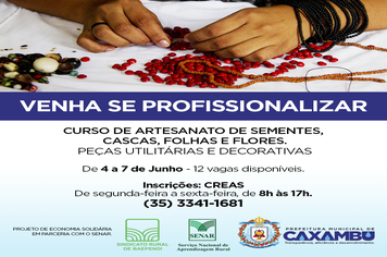 Curso de Artesanato de Sementes, Cascas, Folhas e Flores