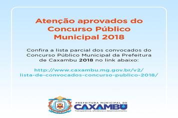 Atenção aprovados do Concurso Público Municipal 2018