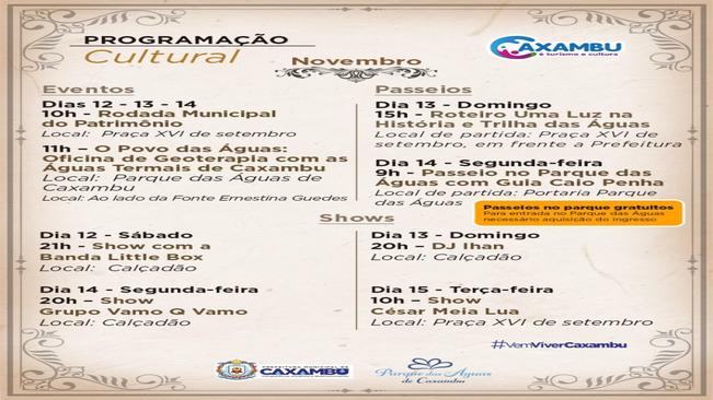 PROGRAMAÇÃO CULTURAL E TURÍSTICA