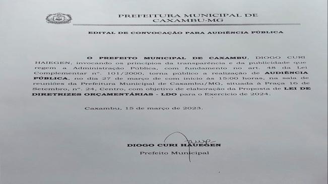 EDITAL DE CONVOCAÇÃO PARA AUDIÊNCIA PÚBLICA