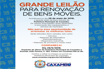 GRANDE LEILÃO PARA RENOVAÇÃO DE BENS MÓVEIS