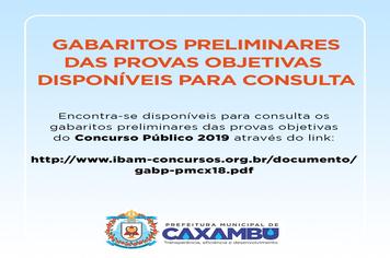 Gabaritos Preliminares das provas objetivas disponíveis para consulta.