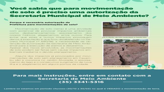 ORIENTAÇÕES SOBRE MOVIMENTAÇÃO DE SOLO EM CAXAMBU