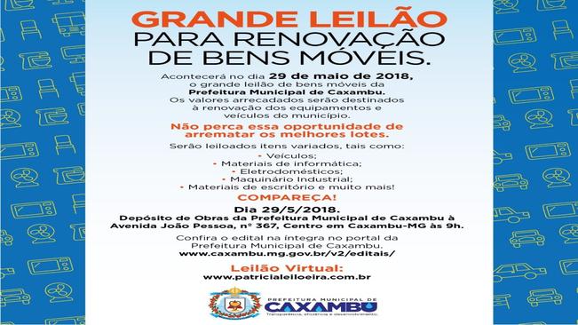 GRANDE LEILÃO PARA RENOVAÇÃO DE BENS MÓVEIS